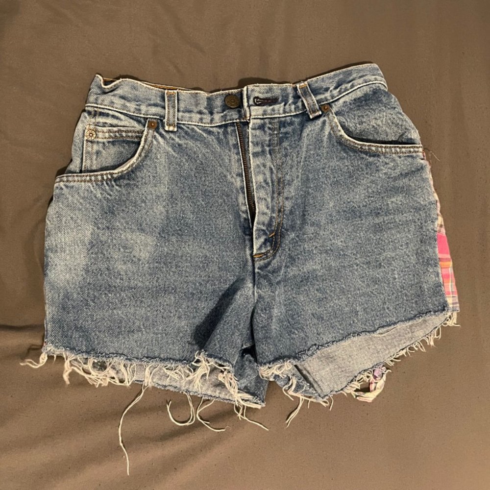 Patterned High Waisted Jean Shorts